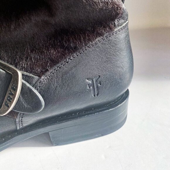 Frye Black Leather Cow skin Mid Calf Boots 6.5B Mexico - Picture 5 of 8